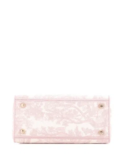 Pre-owned Dior Toile De Jouy Lady D-lite Bag Embroidered Canvas Tote Bag In Pink