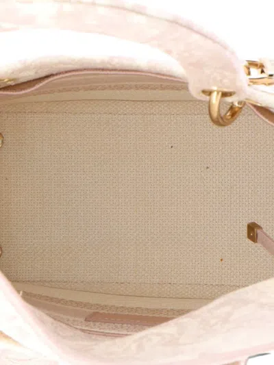 Pre-owned Dior Toile De Jouy Lady D-lite Bag Embroidered Canvas Tote Bag In Pink