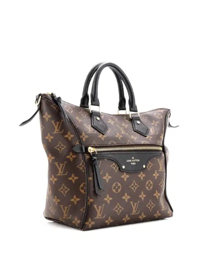 Pre-owned Louis Vuitton Tournelle Monogram Canvas With Leather Pm Tote Bag In Black