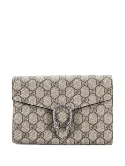 Pre-owned Gucci Dionysus Chain Wallet Gg Coated Canvas Small Crossbody Bag In Brown