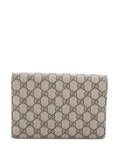 Pre-owned Gucci Dionysus Chain Wallet Gg Coated Canvas Small Crossbody Bag In Brown