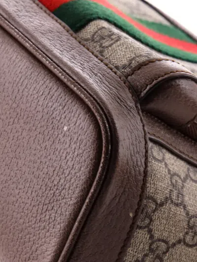 Pre-owned Gucci Ophidia Gg Coated Canvas Medium Backpack In Brown