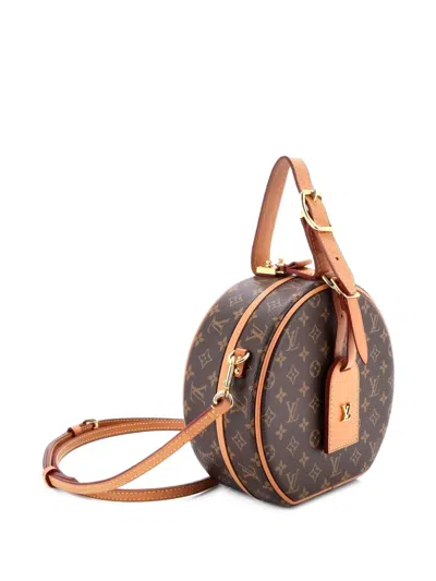 Pre-owned Louis Vuitton Petite Boite Chapeau Bag Monogram Canvas Crossbody Bag In Brown