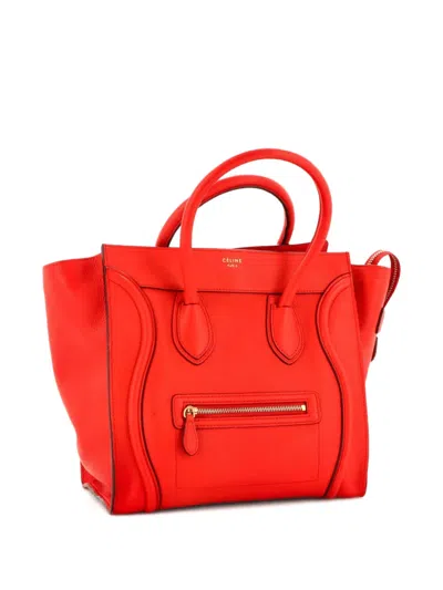 Pre-owned Celine Luggage Bag Grainy Leather Mini Tote Bag In Red