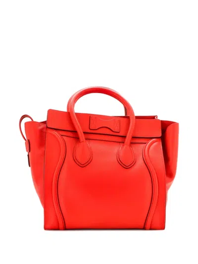 Pre-owned Celine Luggage Bag Grainy Leather Mini Tote Bag In Red