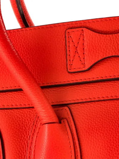 Pre-owned Celine Luggage Bag Grainy Leather Mini Tote Bag In Red