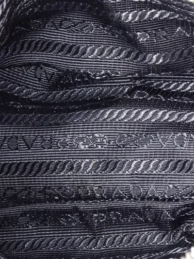 Pre-owned Prada Chain Zip Shoulder Bag Quilted Tessuto Small Crossbody Bag In Black