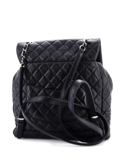 Pre-owned Chanel Urban Spirit Quilted Lambskin Large Backpack In Black