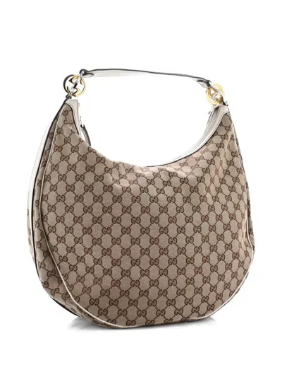 Pre-owned Gucci Twins Gg Canvas Medium Hobo Bag In Brown