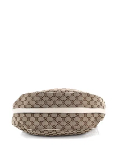 Pre-owned Gucci Twins Gg Canvas Medium Hobo Bag In Brown