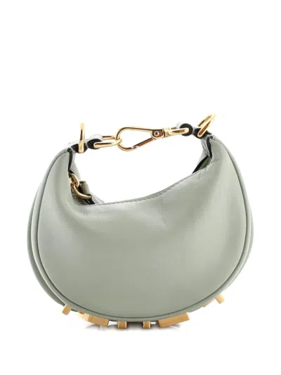 Pre-owned Fendi Graphy Bag Leather Nano Hobo Bag In Green