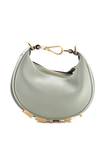 Pre-owned Fendi Graphy Bag Leather Nano Hobo Bag In Green