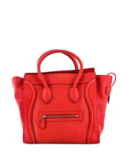 Pre-owned Celine Luggage Bag Grainy Leather Mini Tote Bag In Red