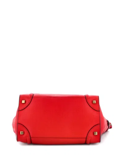 Pre-owned Celine Luggage Bag Grainy Leather Mini Tote Bag In Red