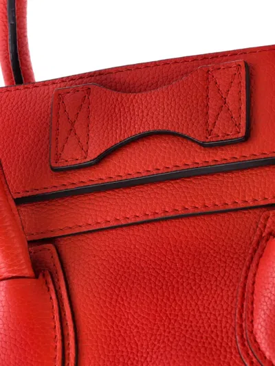 Pre-owned Celine Luggage Bag Grainy Leather Mini Tote Bag In Red