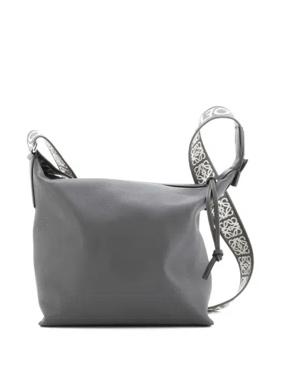 Pre-owned Loewe Cubi Leather Small Crossbody Bag In Gray