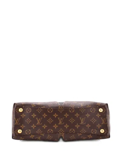 Pre-owned Louis Vuitton V Tote Monogram Canvas And Leather Mm Shoulder Bag In Black