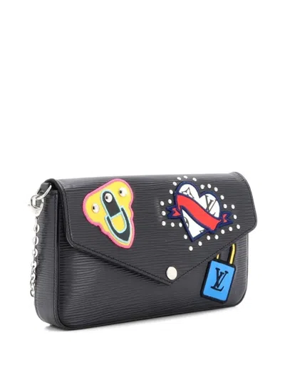 Pre-owned Louis Vuitton Felicie Pochette Limited Edition Patchwork Epi Leather Crossbody Bag In Black