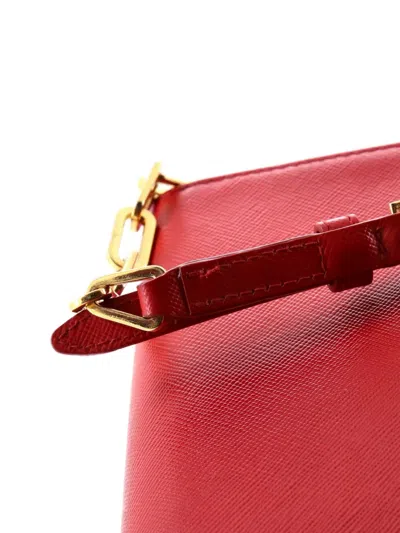 Pre-owned Prada Wallet On Strap Saffiano Leather Small Crossbody Bag In Red