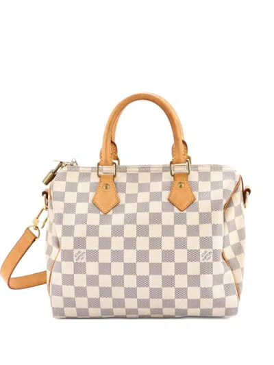 Pre-owned Louis Vuitton Speedy Bandouliere Bag Damier 25 Satchel In White