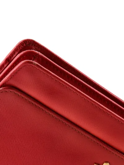 Pre-owned Prada Wallet On Strap Saffiano Leather Small Crossbody Bag In Red