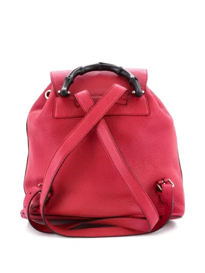 Pre-owned Gucci Bamboo Tassel Leather Medium Backpack In Pink