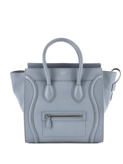 Pre-owned Celine Luggage Bag Smooth Leather Mini Tote Bag In Gray
