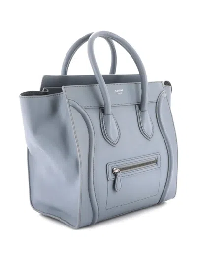 Pre-owned Celine Luggage Bag Smooth Leather Mini Tote Bag In Gray