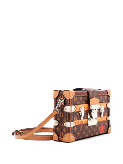 Pre-owned Louis Vuitton Petite Malle Handbag Limited Edition Time Trunk Monogram Canvas Crossbody Bag In Brown
