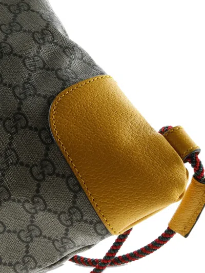 Pre-owned Gucci Neo Vintage Drawstring Gg Coated Canvas Large Backpack In Brown