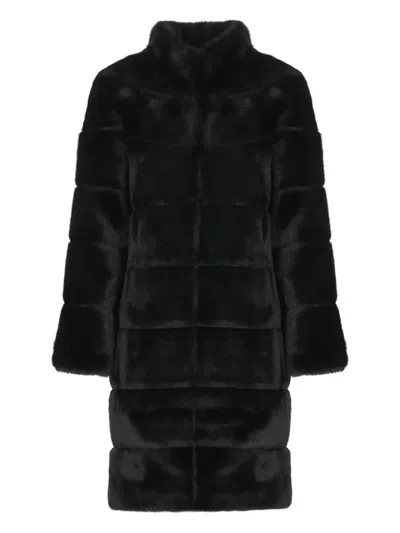 Betta Corradi High-neck Faux-fur Coat In Black
