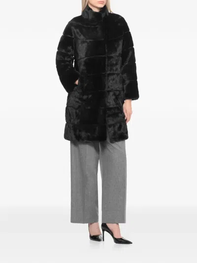 Betta Corradi High-neck Faux-fur Coat In Black