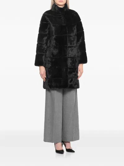 Betta Corradi High-neck Faux-fur Coat In Black