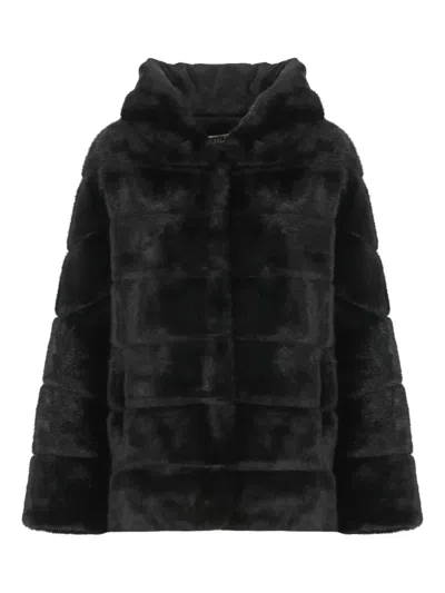 Betta Corradi Hooded Faux-fur Jacket In Black
