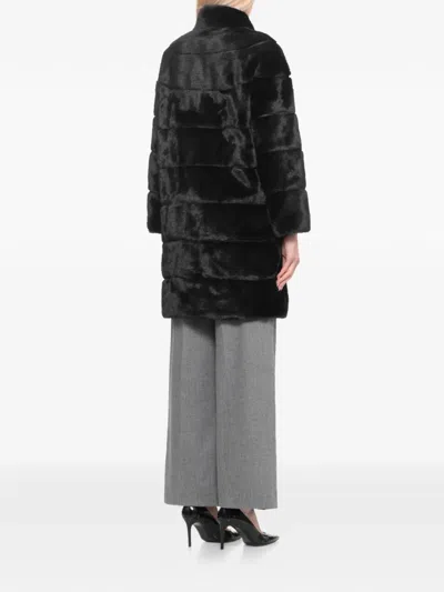 Betta Corradi High-neck Faux-fur Coat In Black