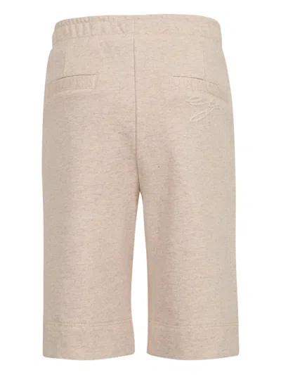 Eleventy Drawstring Embroidered Shorts In Neutral
