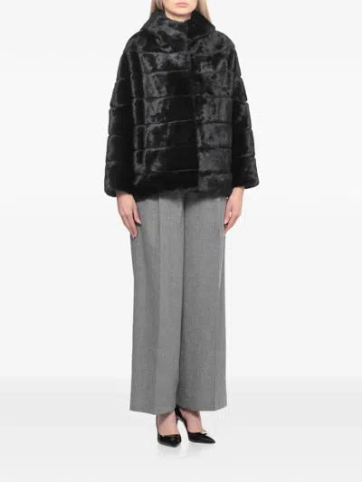 Betta Corradi Hooded Faux-fur Jacket In Black