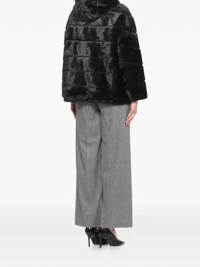Betta Corradi Hooded Faux-fur Jacket In Black