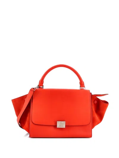 Pre-owned Celine Trapeze Bag Leather Small Satchel In Red
