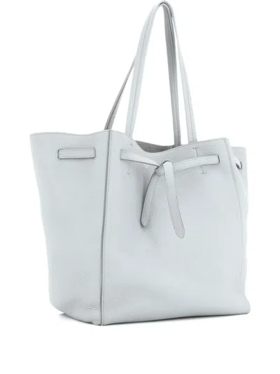 Pre-owned Celine Phantom Tie Cabas Leather Small Tote Bag In Gray