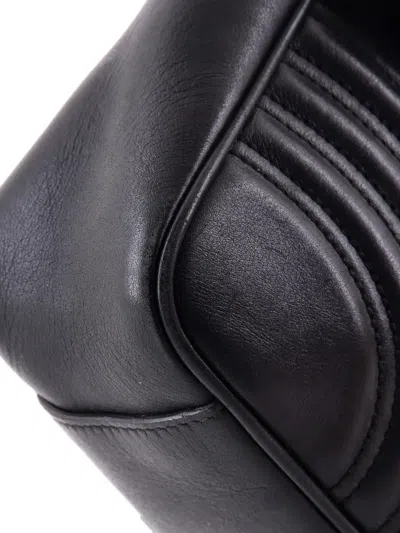 Pre-owned Gucci Gg Marmont Flap Bag Matelasse Leather Medium Shoulder Bag In Black