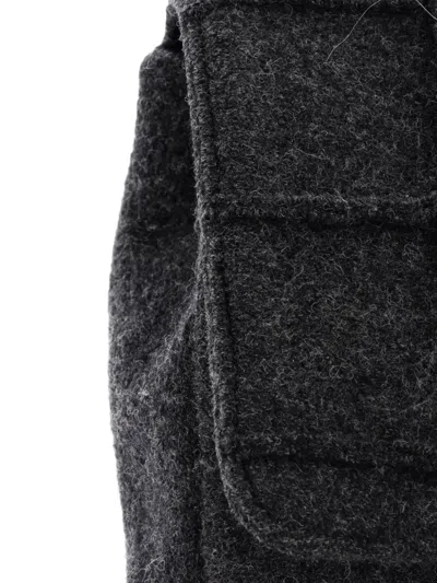 Pre-owned Chanel Chocolate Bar Mademoiselle Flap Bag Quilted Wool Jumbo Shoulder Bag In Gray