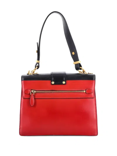 Pre-owned Prada Cahier Convertible City Calf And Saffiano Medium Shoulder Bag In Black