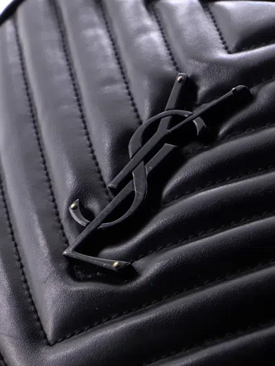 Pre-owned Saint Laurent Lou Camera Bag Matelasse Chevron Leather Small Crossbody Bag In Black