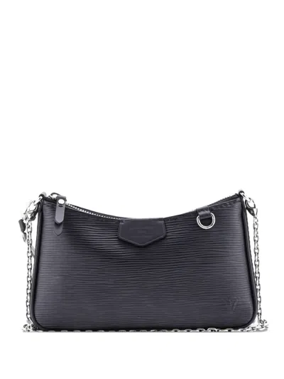 Pre-owned Louis Vuitton Easy Pouch On Strap Epi Leather Shoulder Bag In Black