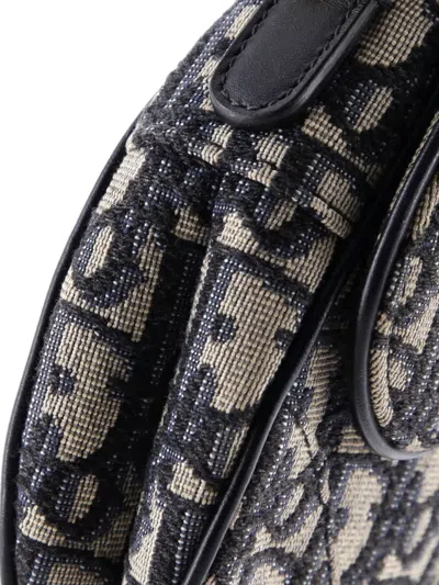 Pre-owned Dior Saddle Handbag Oblique Canvas Mini Shoulder Bag In Blue