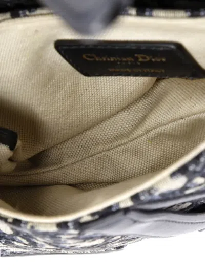 Pre-owned Dior Saddle Handbag Oblique Canvas Mini Shoulder Bag In Blue