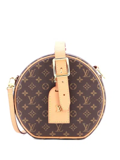 Pre-owned Louis Vuitton Petite Boite Chapeau Bag Monogram Canvas Crossbody Bag In Brown