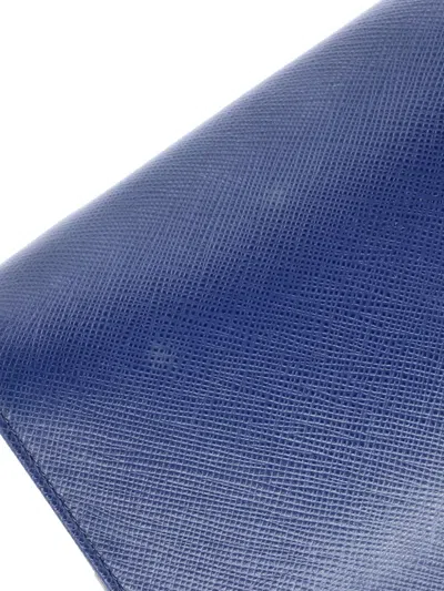 Pre-owned Prada Chain Wallet Saffiano Leather Crossbody Bag In Blue