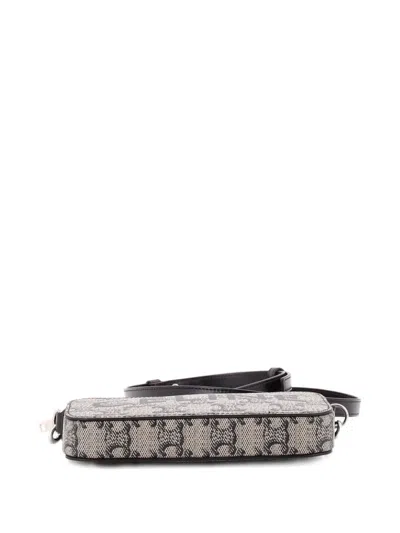 Pre-owned Celine Horizontal Pouch Crossbody Bag Logo Triomphe Coated Canvas Shoulder Bag In Black